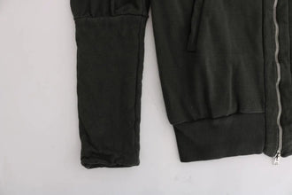 Gray Top Hooded Cotton Zipper Sweater Exte
