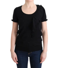Black 100% Lana Wool Top Blouse T-shirt MARGHI LO'