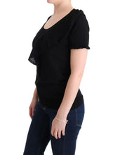 Black 100% Lana Wool Top Blouse T-shirt MARGHI LO'