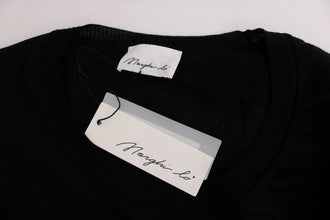 Black 100% Lana Wool Top Blouse T-shirt MARGHI LO'