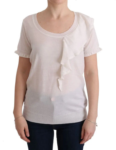 White 100% Lana Wool Top Blouse T-shirt MARGHI LO'