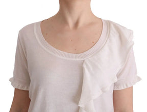 White 100% Lana Wool Top Blouse T-shirt MARGHI LO'