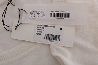 White 100% Lana Wool Top Blouse T-shirt MARGHI LO'
