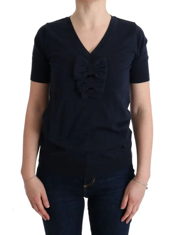 Blue 100% Lana Wool Blouse Top MARGHI LO'