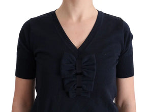 Blue 100% Lana Wool Blouse Top MARGHI LO'
