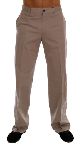 Beige Cotton Stretch Chinos Pants Dolce & Gabbana