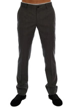 Gray Wool Striped Formal Pants Dolce & Gabbana