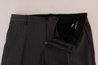 Gray Wool Striped Formal Pants Dolce & Gabbana