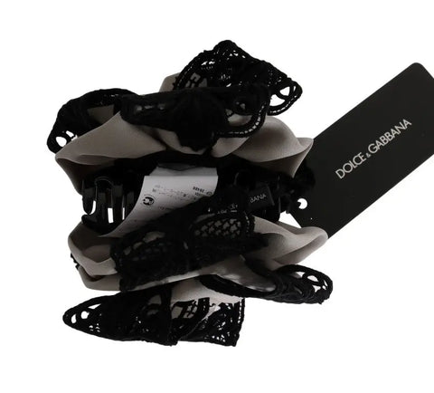 Gray Silk Black Lace Hair Claw Dolce & Gabbana