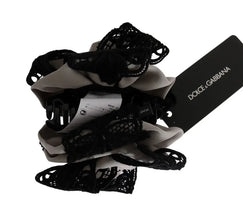 Gray Silk Black Lace Hair Claw Dolce & Gabbana