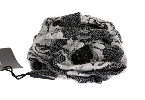Black White Floral Lace Crystal Hair Claw Dolce & Gabbana