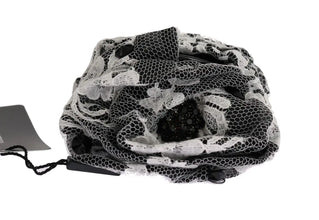 Black White Floral Lace Crystal Hair Claw Dolce & Gabbana