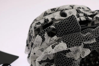 Black White Floral Lace Crystal Hair Claw Dolce & Gabbana