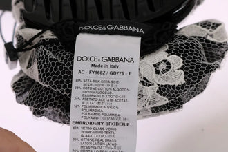 Black White Floral Lace Crystal Hair Claw Dolce & Gabbana
