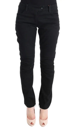 Black Cotton Slim Fit Casual Pants Ermanno Scervino