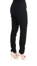 Black Cotton Slim Fit Casual Pants Ermanno Scervino