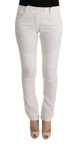 White Cotton Slim Fit Casual Pants Ermanno Scervino