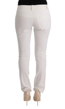 White Cotton Slim Fit Casual Pants Ermanno Scervino