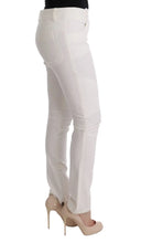 White Cotton Slim Fit Casual Pants Ermanno Scervino