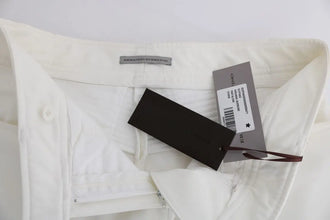 White Cotton Slim Fit Casual Pants Ermanno Scervino