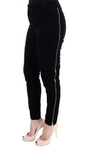 Black Viscose Blend Velvet Cropped Pants Ermanno Scervino