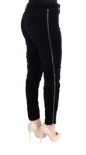 Black Viscose Blend Velvet Cropped Pants Ermanno Scervino