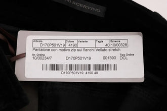 Black Viscose Blend Velvet Cropped Pants Ermanno Scervino