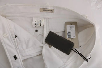 White Cotton Slim Fit Casual Pants Ermanno Scervino