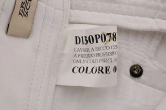 White Cotton Slim Fit Casual Pants Ermanno Scervino