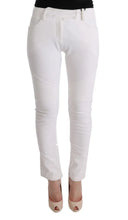 White Cotton Slim Fit Casual Pants Ermanno Scervino