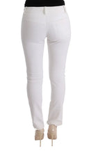 White Cotton Slim Fit Casual Pants Ermanno Scervino