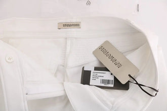 White Cotton Slim Fit Casual Pants Ermanno Scervino