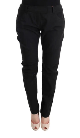 Black Cotton Slim Fit Casual Pants Ermanno Scervino
