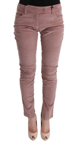 Pink Velvet Cropped Casual Pants Ermanno Scervino