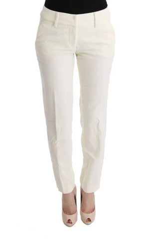 White Cotton Regular Fit Casual Pants Ermanno Scervino