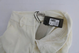 White Cotton Regular Fit Casual Pants Ermanno Scervino