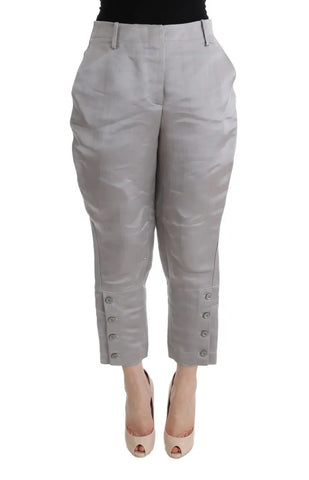 Gray Silk Cropped Casual Pants Ermanno Scervino