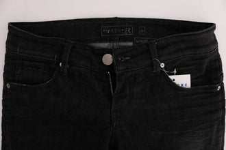 Black Denim Cotton Bottoms Slim Fit Jeans Acht