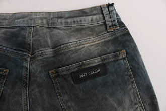 Blue Wash Cotton Blend Slim Fit Jeans Cavalli