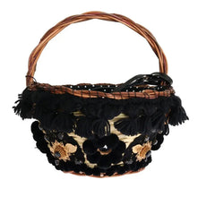 Beige Straw Snakeskin Pom Pom Crystal AGNESE Bag Dolce & Gabbana