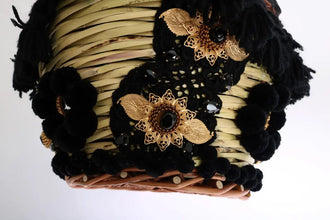 Beige Straw Snakeskin Pom Pom Crystal AGNESE Bag Dolce & Gabbana