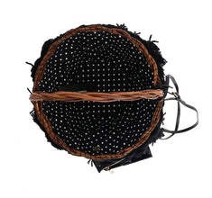 Beige Straw Snakeskin Pom Pom Crystal AGNESE Bag Dolce & Gabbana