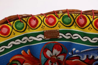 Multicolor AGNESE Straw Crystal  Pom Pom Bag Dolce & Gabbana