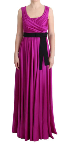Pink Silk Stretch Shift Long Dress Dolce & Gabbana