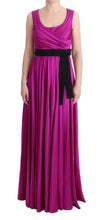 Pink Silk Stretch Shift Long Dress Dolce & Gabbana