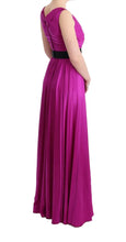 Pink Silk Stretch Shift Long Dress Dolce & Gabbana