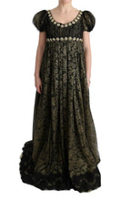 Black Yellow Crystal Lace Shift Dress Dolce & Gabbana