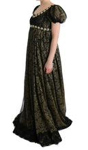 Black Yellow Crystal Lace Shift Dress Dolce & Gabbana