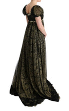 Black Yellow Crystal Lace Shift Dress Dolce & Gabbana