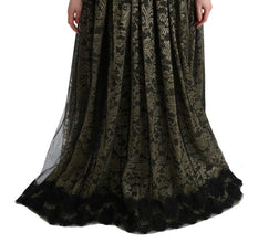 Black Yellow Crystal Lace Shift Dress Dolce & Gabbana
